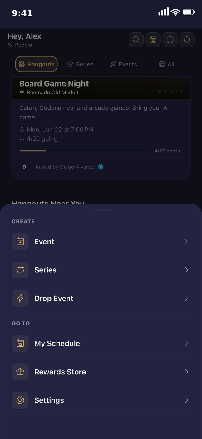 HMNTY — post a hangout